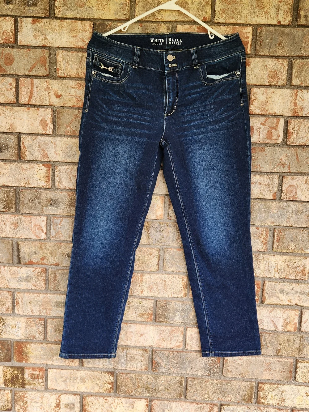 White House Black Market Women's Dark Blue Crop Jeans Size 10 - Picture 1 of 6